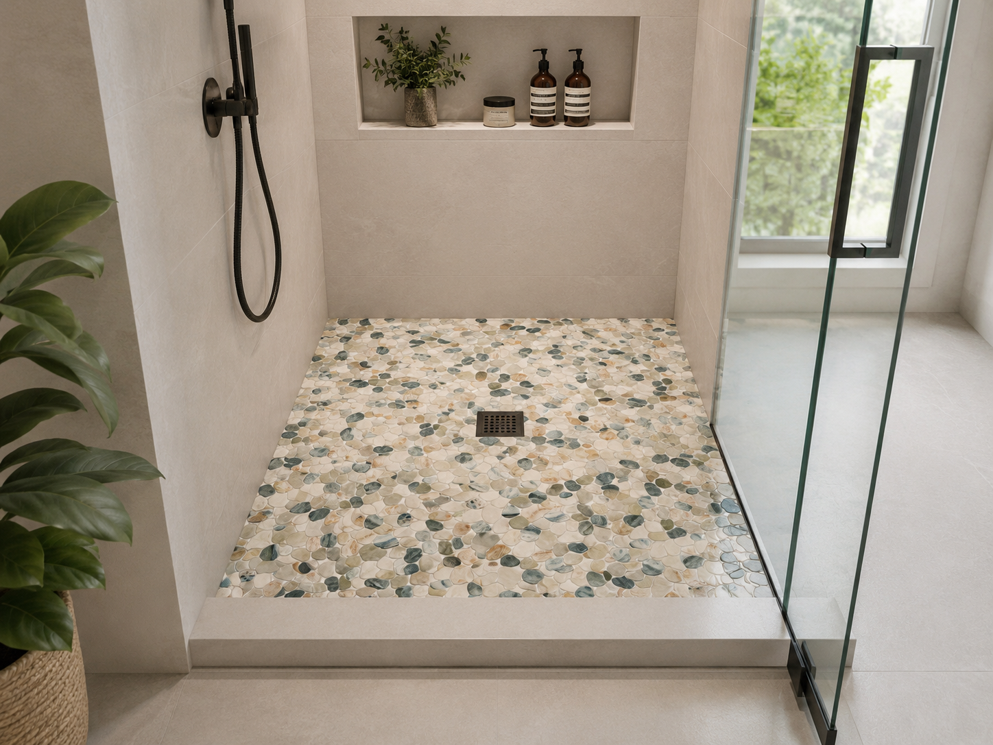 Multicolor Sliced Pebble Mosaic